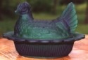 Mosser Glass 128HunterGreenStn Hen on Nest 5.5 Inch 128 Hunter Green Satin