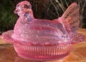 Mosser Glass 128Rose Hen on Nest 5.5 Inch 128 Rose