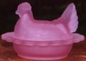 Mosser Glass 128RoseStn Hen on Nest 5.5 Inch 128 Rose Satin