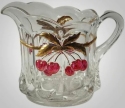 Mosser Glass 141CCrystalDec Cherry Thumbprint Set 141 Creamer Crystal Decorated