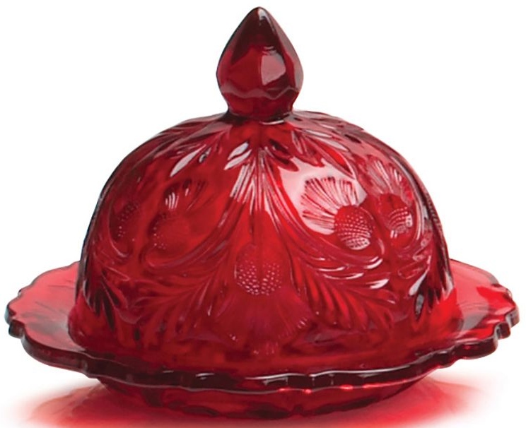 Mosser Glass 179BRed Inverted Thistle Set 179 Butter Dish Red