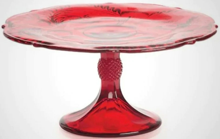 Mosser Glass 179CPRed Inverted Thistle Set 179 Cake Plate Large Cake Stand Red