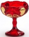 Mosser Glass 179COMRedDec Inverted Thistle Set 179 Compote Large Red Decorated