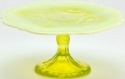 Mosser Glass 179CPVaselineOpal Inverted Thistle Set 179 Cake Plate Large Cake Stand Vaseline Opal