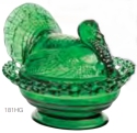 Mosser Glass 181HunterGreen Turkey Covered Dish 181 Hunter Green