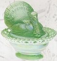 Mosser Glass 181JadeiteCarn Turkey Covered Dish 181 Jadeite Carnival