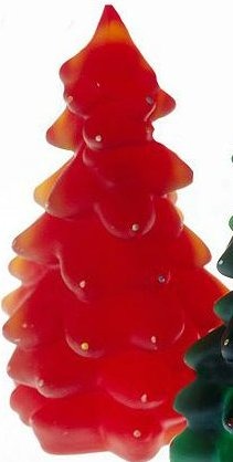 Mosser Glass 212RedStnDec Christmas Tree Medium 212 Red Satin Decorated