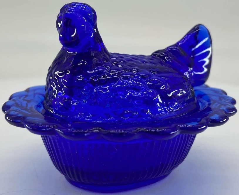 Mosser Glass 230Cobalt Hen on Nest 3 Inch Salt 230 Cobalt Blue