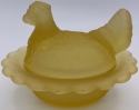 Mosser Glass 230AmberStn Hen on Nest 3 Inch Salt 230 Amber Satin