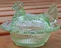 Mosser Glass 230AppleGreen Hen on Nest 3 Inch Salt 230 Apple Green