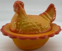 Mosser Glass 230Apricot Hen on Nest 3 Inch Salt 230 Apricot