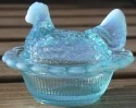 Mosser Glass 230AquaOpal Hen on Nest 3 Inch Salt 230 Aqua Opal