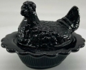 Mosser Glass 230Black Hen on Nest 3 Inch Salt 230 Black