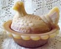 Mosser Glass 230ChocolateStn Hen on Nest 3 Inch Salt 230 Chocolate Satin