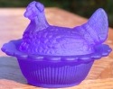 Mosser Glass 230CobaltStn Hen on Nest 3 Inch Salt 230 Cobalt Blue Satin