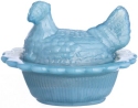 Mosser Glass 230GeorgiaBlue Hen on Nest 3 Inch Salt 230 Georgia Blue