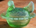 Mosser Glass 230GreenOpal Hen on Nest 3 Inch Salt 230 Green Opal