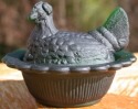 Mosser Glass 230HunterGreenStn Hen on Nest 3 Inch Salt 230 Hunter Green
