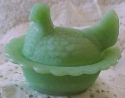 Mosser Glass 230JadeiteStn Hen on Nest 3 Inch Salt 230 Jadeite Satin