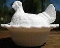 Mosser Glass 230Milk Hen on Nest 3 Inch Salt 230 Milk