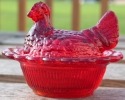 Mosser Glass 230Red Hen on Nest 3 Inch Salt 230 Red