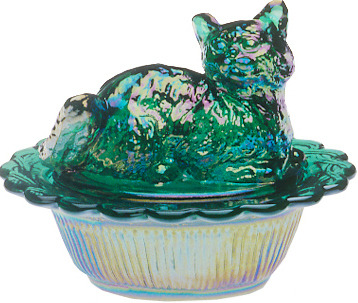 Mosser Crystal Carnival Glass Cat 