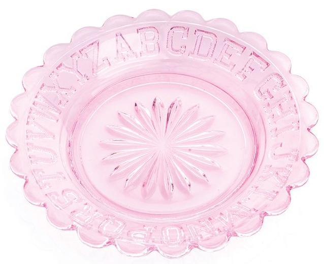 Mosser Glass 304PassonPink Childs ABC Plate 304 Passion Pink