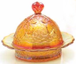 Mosser Glass 408BMarigold Maple Leaf Set 408 Butter Dish Marigold