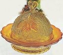 Mosser Glass 408BMarigold Maple Leaf Set 408 Butter Dish Marigold