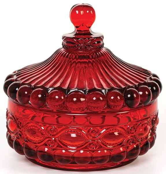 Mosser Glass 409CCCRed Eye Winker Set 409 Covered Candy Dish Red