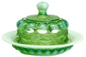 Mosser Glass 409BGreenOpal Eye Winker Set 409 Butter Dish Green Opal