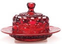 Mosser Glass 409BRed Eye Winker Set 409 Butter Dish Red