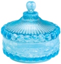Mosser Glass 409CCCAquaOpal Eye Winker Set 409 Covered Candy Dish Aqua Opal