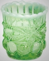 Mosser Glass 409TPRPGreenOpal Eye Winker Set 409 Toothpick Holder Green Opal