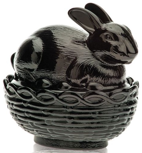 Mosser Glass 412BBlackRaspberry Bunny on Basket Rabbit 412 Black Raspberry