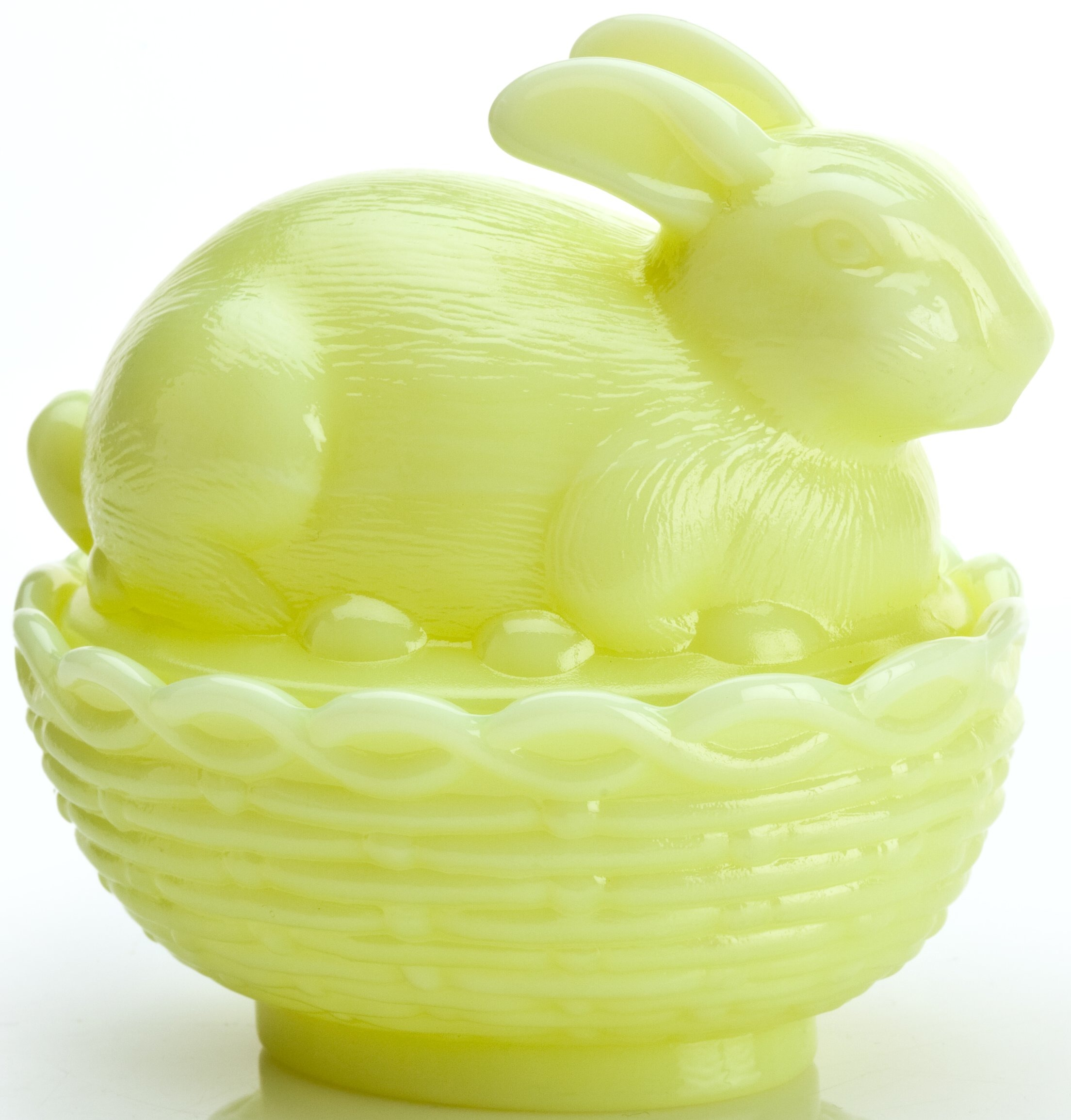 Mosser Glass 412BButtercream Bunny on Basket Rabbit 412 Butter Cream
