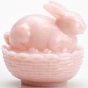 Mosser Glass 412BCrownTuscan Bunny on Basket Rabbit 412 Crown Tuscan