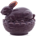 Mosser Glass 412BEggplant Bunny on Basket Rabbit 412 Eggplant