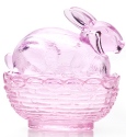 Mosser Glass 412BPassionPink Bunny on Basket Rabbit 412 Passion Pink