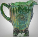 Mosser Glass 902PHunterGreenCarn Dahlia Set 902 Pitcher Hunter Green Carnival