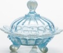 Mosser Glass 915CCAquaOpal Footed Set 915 Covered Candy Bowl Aqua Opal
