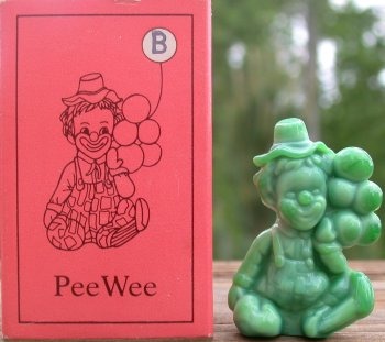 Mosser Glass PeeWeeB Pee Wee Clown B Green Milk Clown Figurine