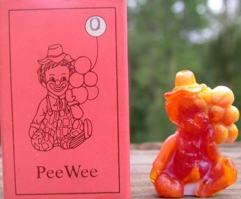 Mosser Glass PeeWeeO Pee Wee Clown O Milk and Red Slag Clown Figurine