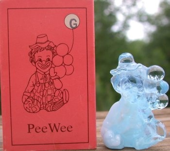 Special Sale SALEPeeWeeG Mosser Glass PeeWeeG Pee Wee Clown G Sapphire and Milk Slag Clown Figurine