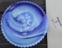 Mosser Glass PeeWeePlateH Pee Wee Clown Plate H Custard and Cobalt Slag Clown Plate