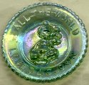Special Sale SALEPeeWeePlateK Mosser Glass Pee Wee Plate K Green Carnival Clown Plate