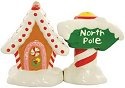 Mwah 93953 Gingerbread House and North Pole Sign Salt and Pepper Shakers