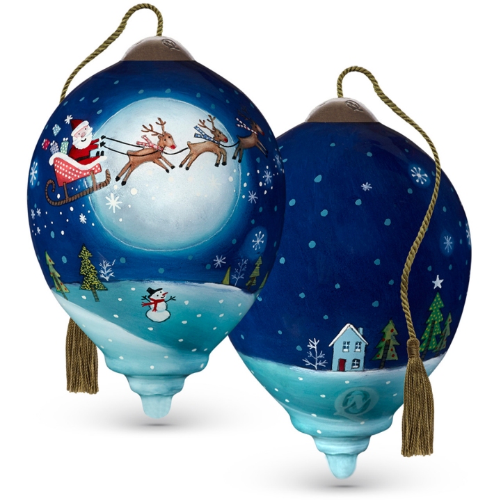 Ne'Qwa Art 7201128 Santa and Sleigh Flying Across Moon Ornament