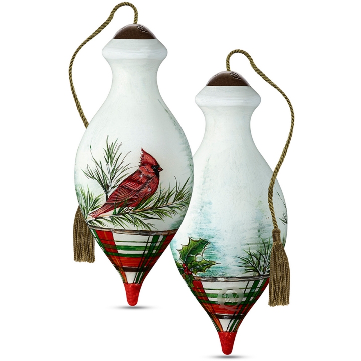 Special Sale SALE7201142 Ne'Qwa Art 7201142 Cardinal with Pine Branch and Plaid Ornament 