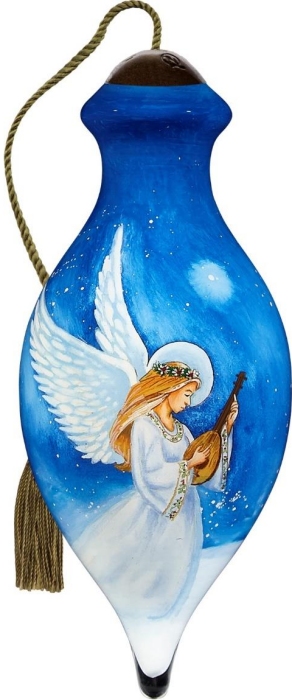 Ne'Qwa Art 7211103 Angel Above Clouds with Mandolin Ornament